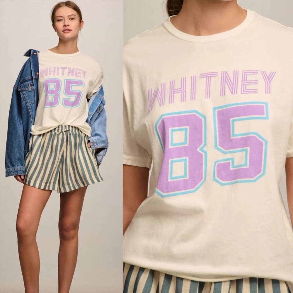 Anthropologie Retro Brand Varsity Graphic Short-Sleeve T-Shirt Whitney 85